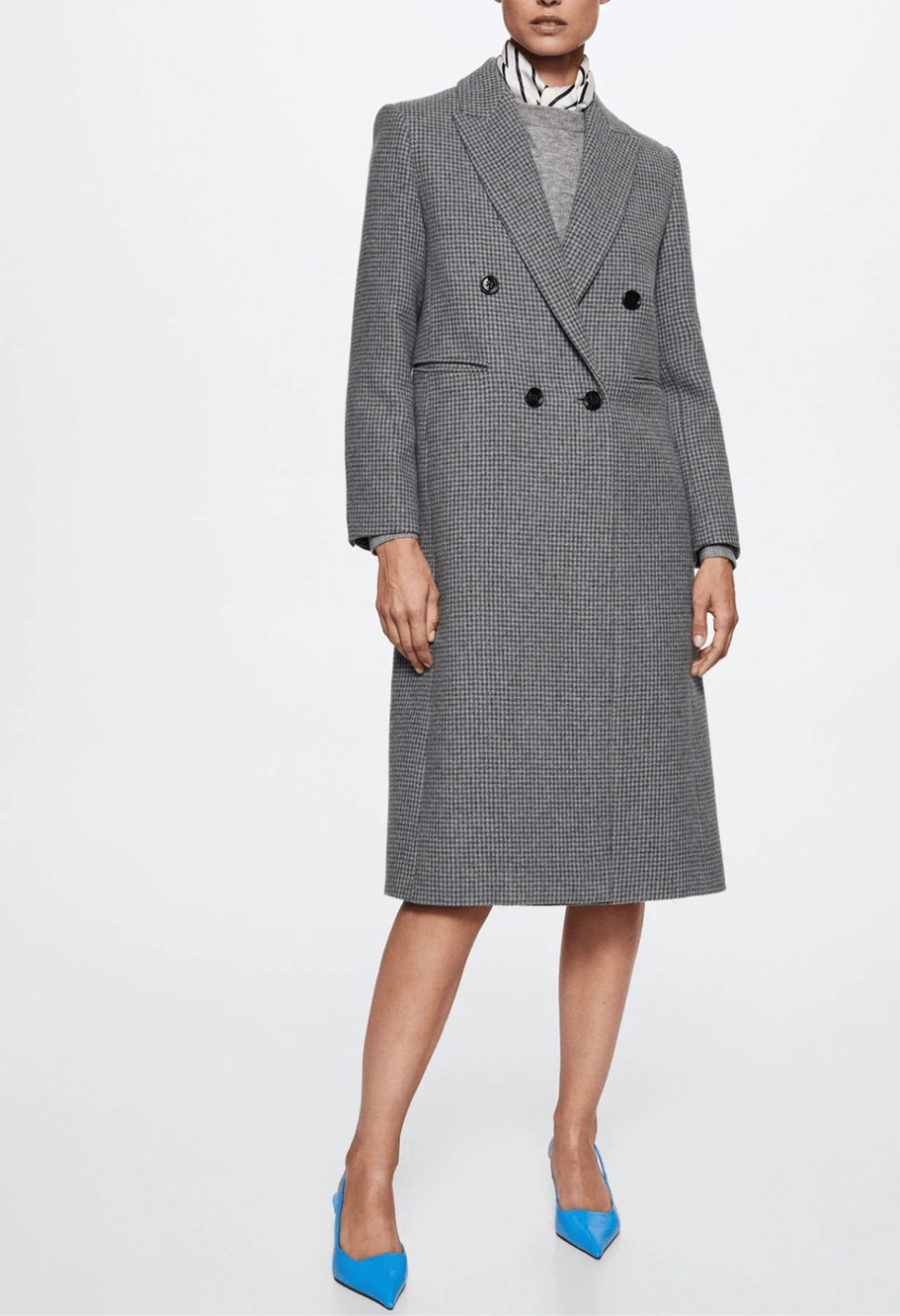 NEW!  Mango Houndstooth wool-blend coat